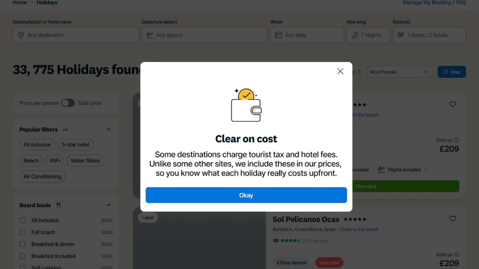 Option A — Clear on cost popover requiring user acknowledgement